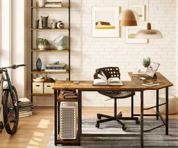 Modern Computer Desk And Chair-ID:737020978