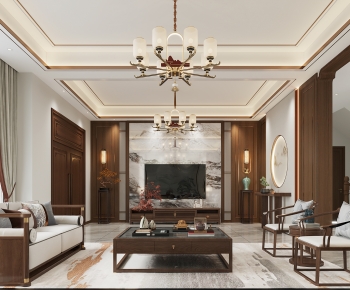 New Chinese Style A Living Room-ID:309071067