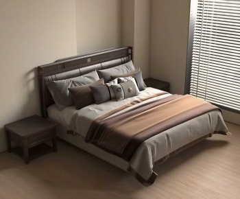 New Chinese Style Double Bed-ID:125403881