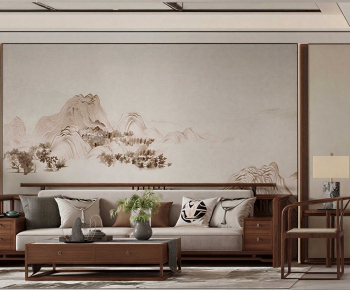 New Chinese Style A Living Room-ID:854610925