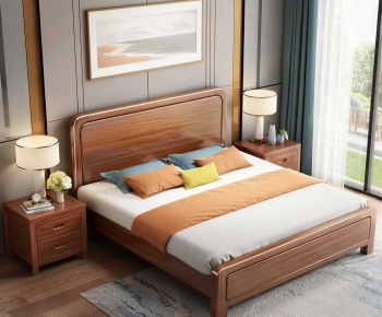 New Chinese Style Double Bed-ID:992197043