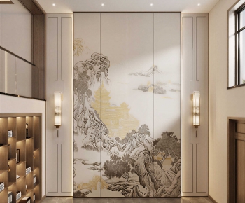 New Chinese Style TV Wall-ID:296068911