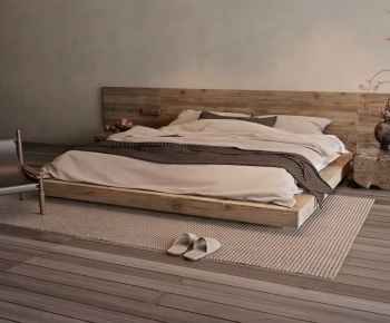 Wabi-sabi Style Double Bed-ID:746783972