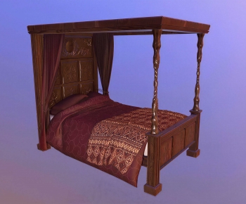 Retro Style Double Bed-ID:602700005