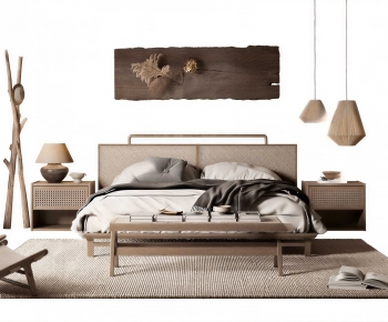 Wabi-sabi Style Double Bed-ID:767488967