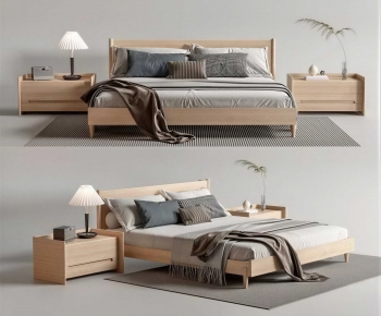 Nordic Style Double Bed-ID:989157928