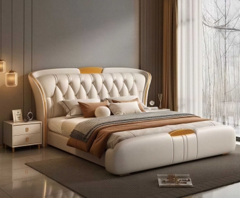 Simple European Style Double Bed-ID:808795935