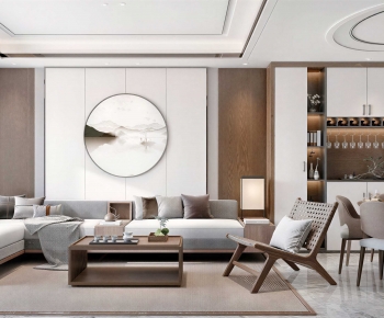 New Chinese Style A Living Room-ID:916418086