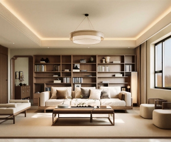 New Chinese Style A Living Room-ID:753906015