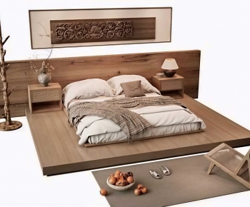 Wabi-sabi Style Double Bed-ID:446214915