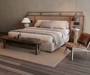Wabi-sabi Style Double Bed-ID:200650751