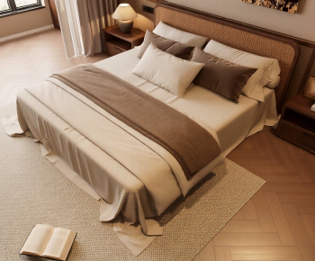 Wabi-sabi Style Double Bed-ID:498986013