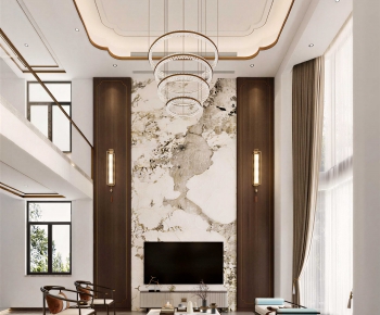 New Chinese Style A Living Room-ID:905849937