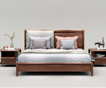 Nordic Style Double Bed-ID:852102995