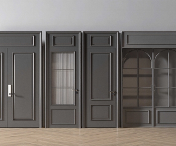 Simple European Style Unequal Double Door-ID:732876062