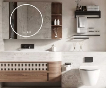 Wabi-sabi Style Bathroom Cabinet-ID:388607035