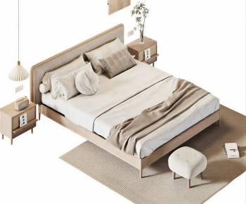 Wabi-sabi Style Double Bed-ID:239336976