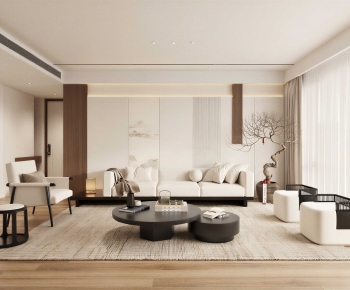 New Chinese Style A Living Room-ID:742158894