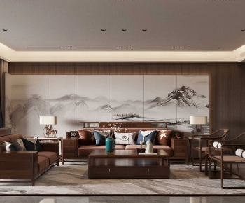 New Chinese Style A Living Room-ID:464229114