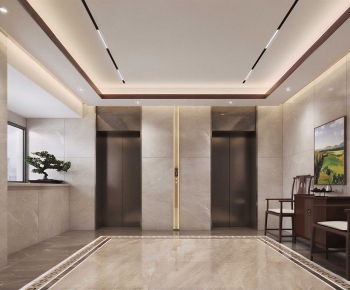 New Chinese Style Office Elevator Hall-ID:805694102