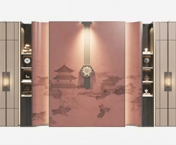 New Chinese Style TV Wall-ID:720304015