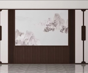 New Chinese Style TV Wall-ID:489909695