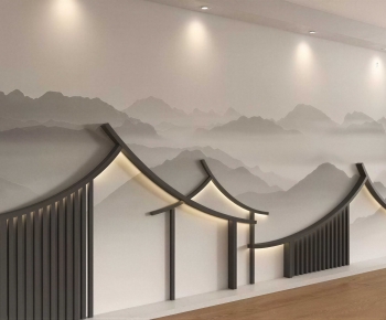 New Chinese Style TV Wall-ID:359673984