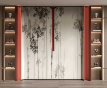 New Chinese Style TV Wall-ID:773148069