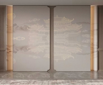 New Chinese Style TV Wall-ID:895361907