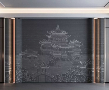 New Chinese Style TV Wall-ID:669507038