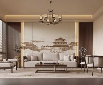 New Chinese Style A Living Room-ID:183875088