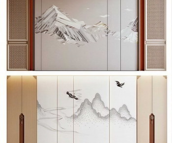 New Chinese Style TV Wall-ID:284157992