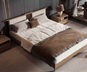New Chinese Style Double Bed-ID:555540082