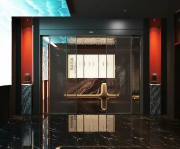 New Chinese Style Office Elevator Hall-ID:677299021