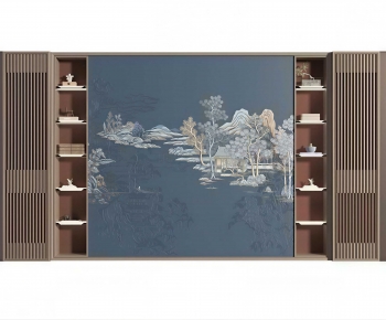 New Chinese Style TV Wall-ID:322747956