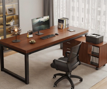Modern Computer Desk And Chair-ID:127141009