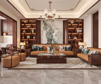New Chinese Style A Living Room-ID:102379321