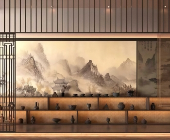 New Chinese Style TV Wall-ID:290415057