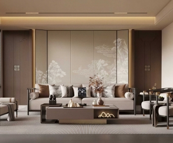 New Chinese Style A Living Room-ID:550257924