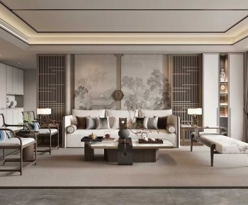 New Chinese Style A Living Room-ID:649096015