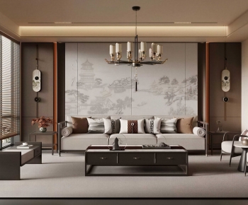 New Chinese Style A Living Room-ID:553468943