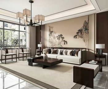 New Chinese Style A Living Room-ID:147504095