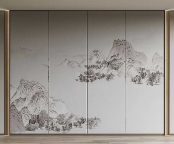 New Chinese Style TV Wall-ID:364146951