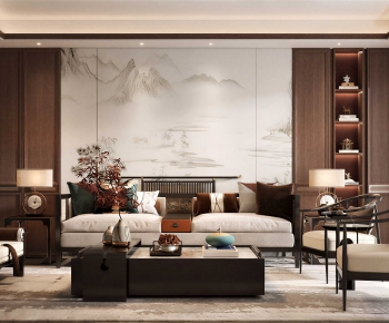 New Chinese Style A Living Room-ID:591717003