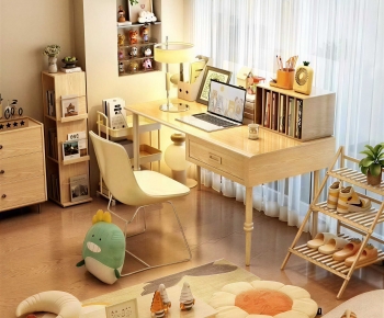 Modern Computer Desk And Chair-ID:473414909