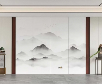 New Chinese Style TV Wall-ID:723246105