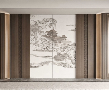 New Chinese Style TV Wall-ID:460211048