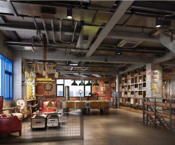 Industrial Style Bookstore Book Bar-ID:347459344