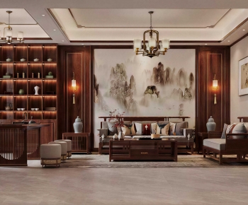 New Chinese Style A Living Room-ID:385024072