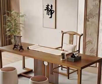 New Chinese Style Computer Desk And Chair-ID:939774046